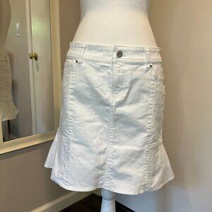 White House Black Market White Denim Peplum Mini Skirt, Size 4
